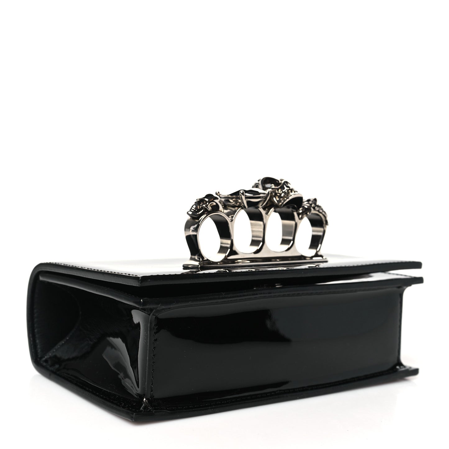 Patent Jeweled Satchel Black