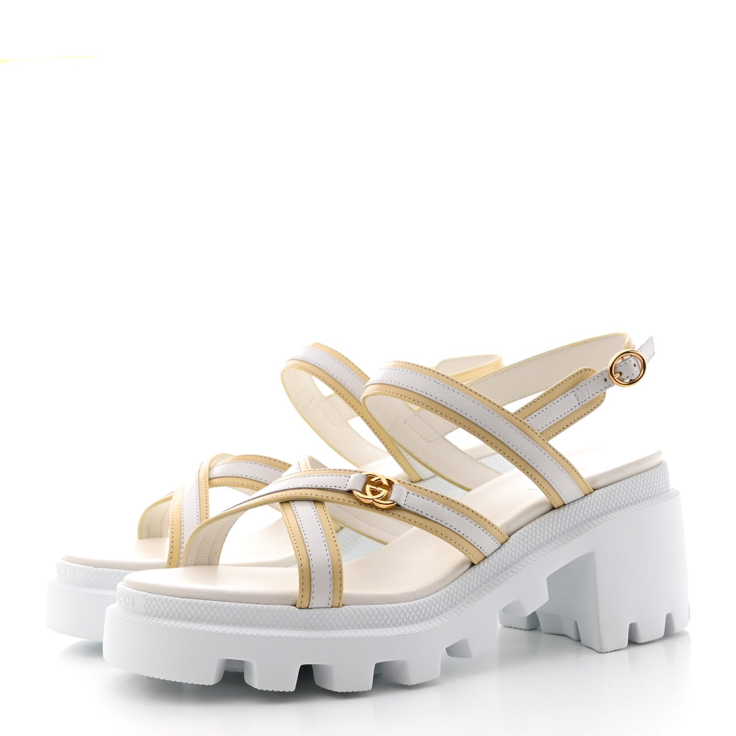 Nappa Platform Lug Sole Sandals 37 White Butter
