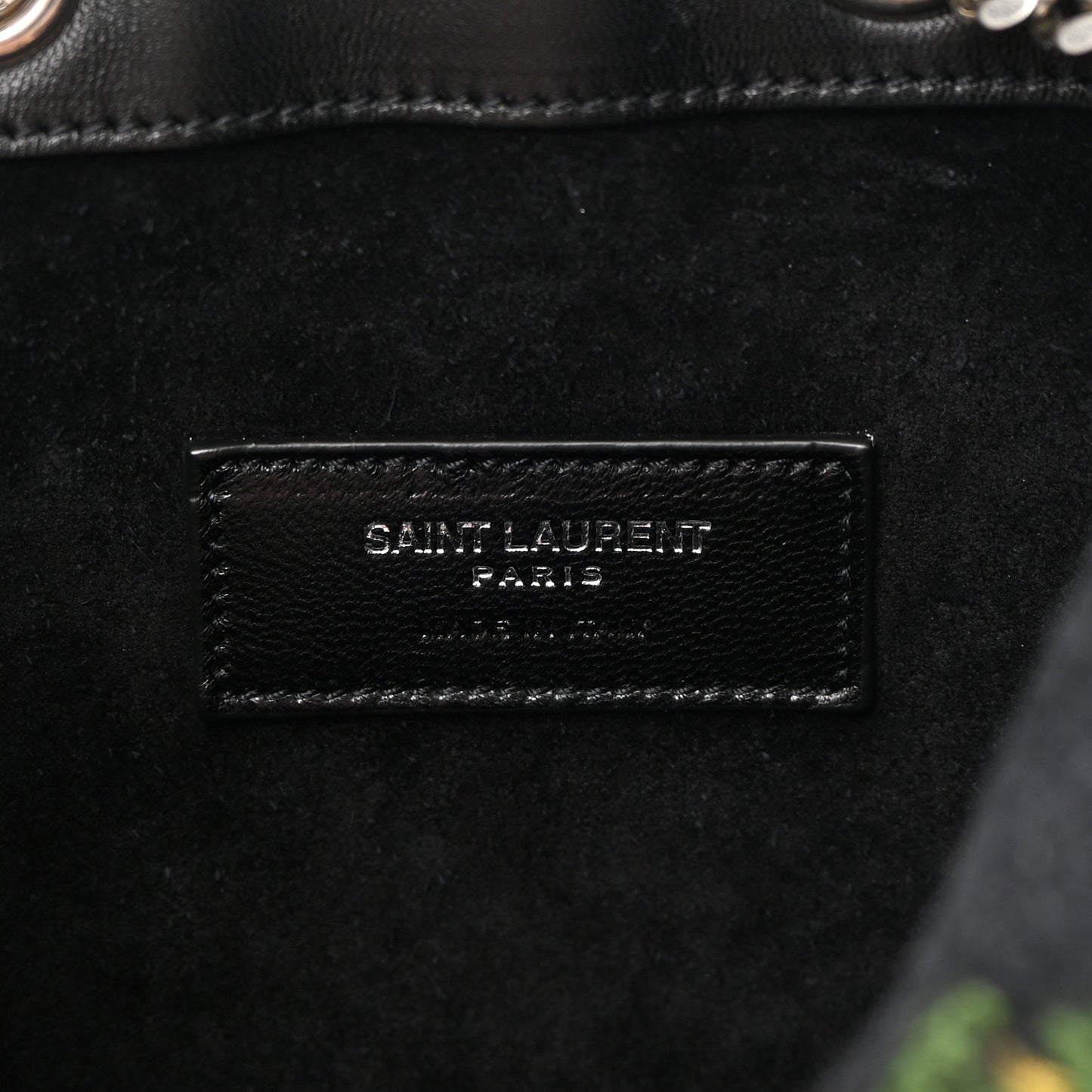 Woven Wool Embroidered Baby Emmanuelle Bucket Bag Black