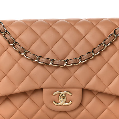 Chanel Lambskin Quilted Jumbo Double Flap Dark Beige 8 of 11