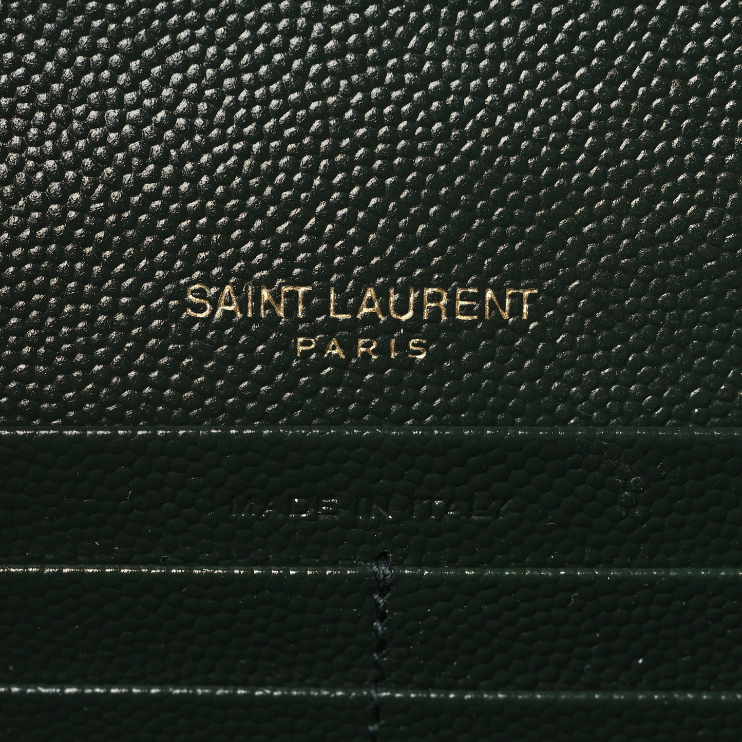 Grain De Poudre Matelasse Chevron Monogram Chain Wallet Dark Green