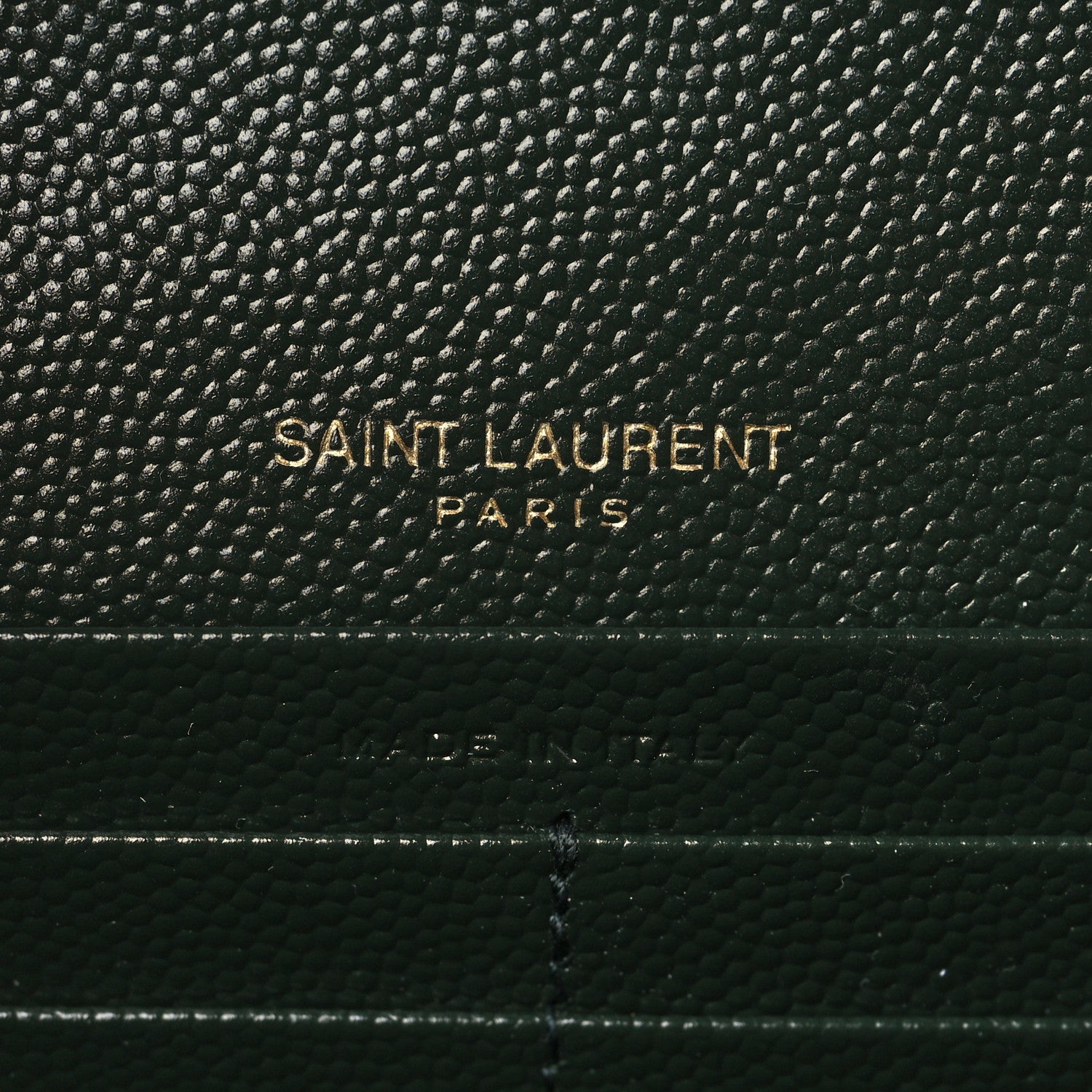 Saint Laurent Grain De Poudre Matelasse Chevron Monogram Chain Wallet Dark Green 5 of 8