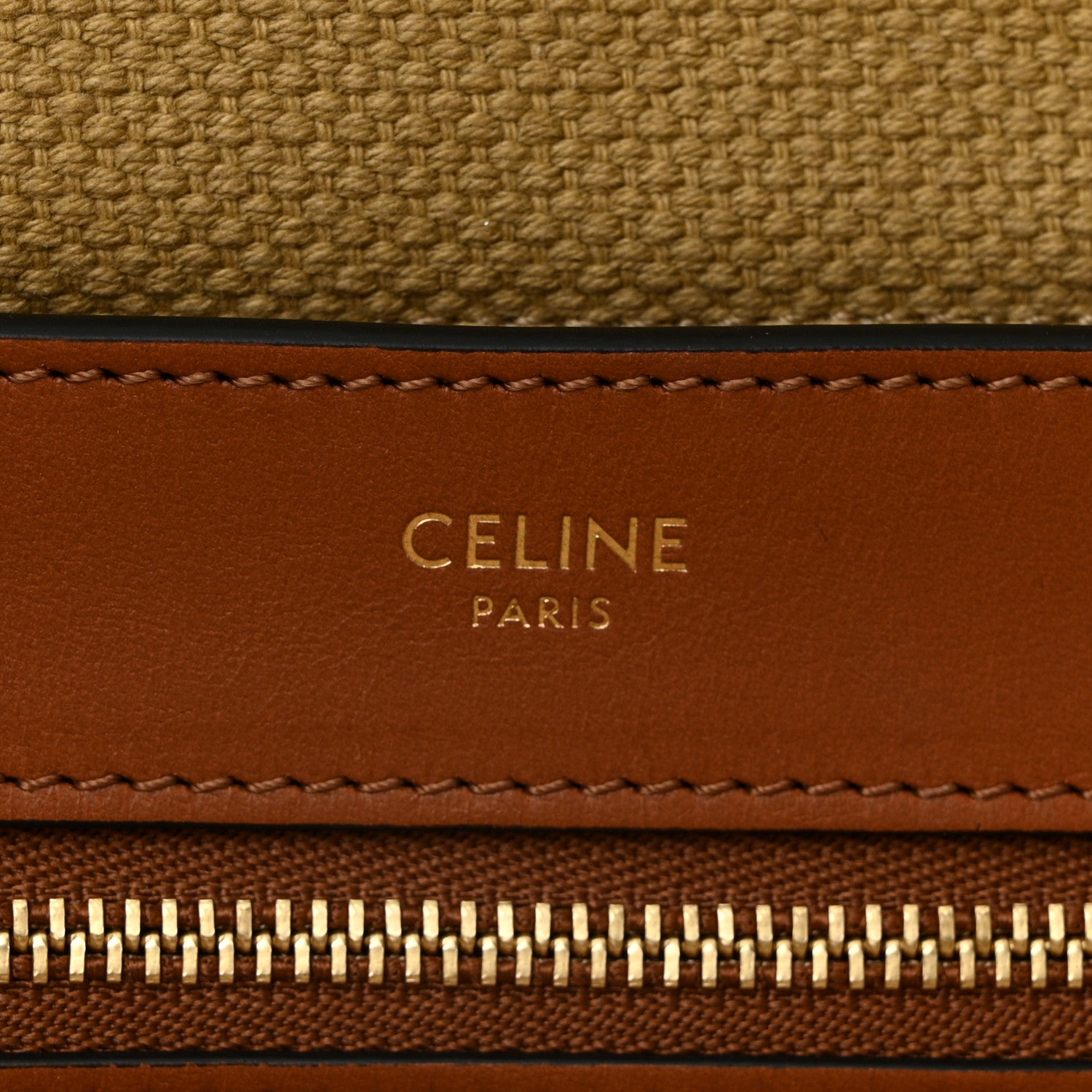 Celine Canvas Calfskin Cuir Triomphe Cabas Tote Beige Tan 6 of 9