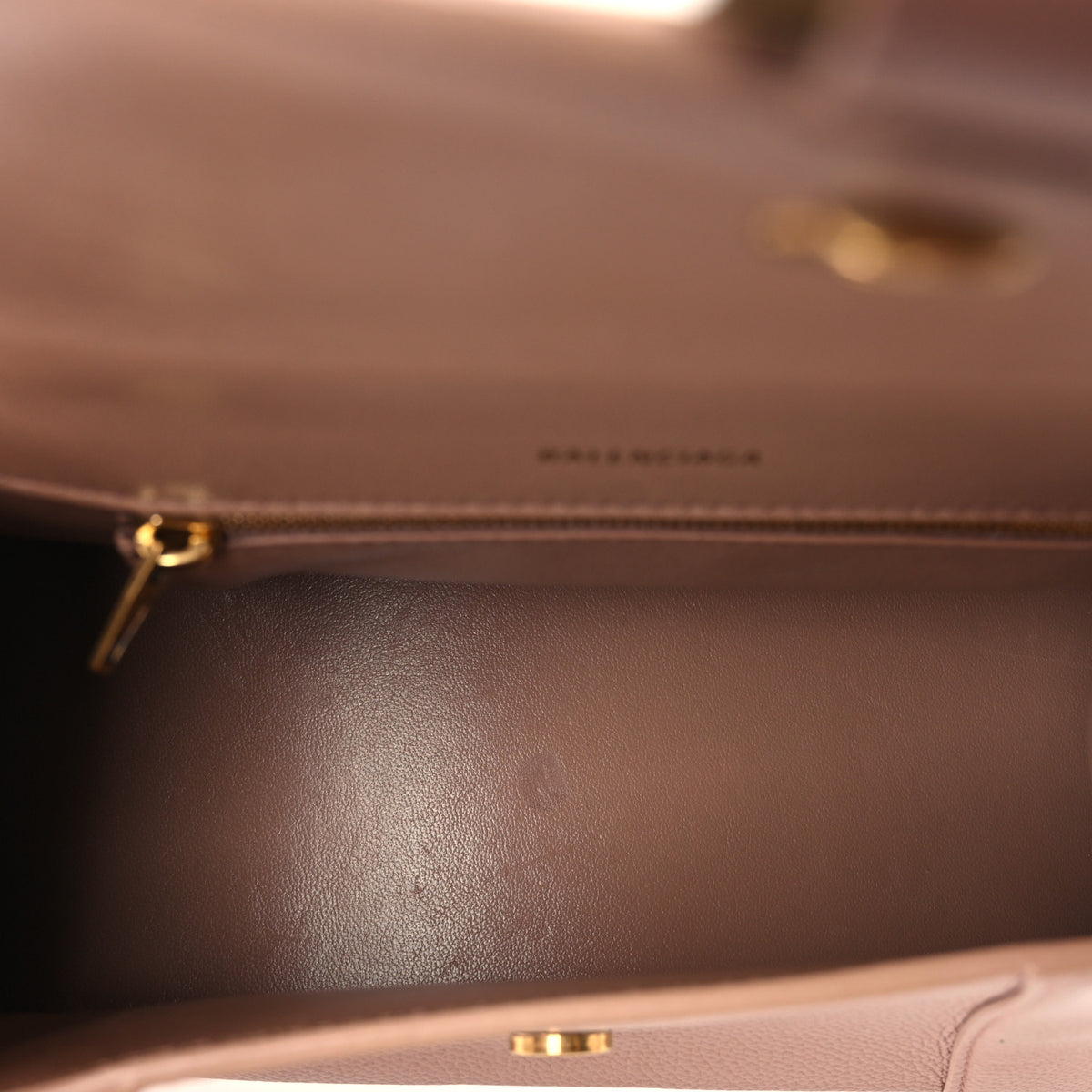 Grained Calfskin Small Hourglass Top Handle Bag Nude Beige
