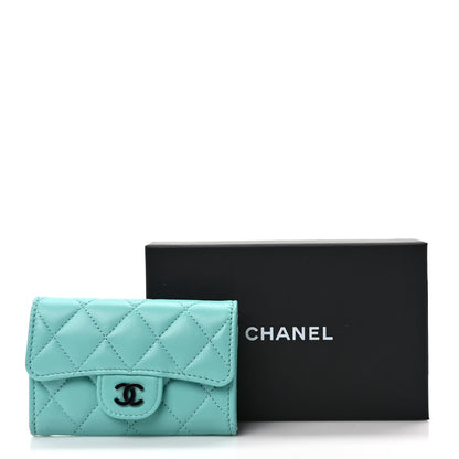 Chanel Lambskin Quilted Flap Card Holder Wallet Turquoise 9 of 11