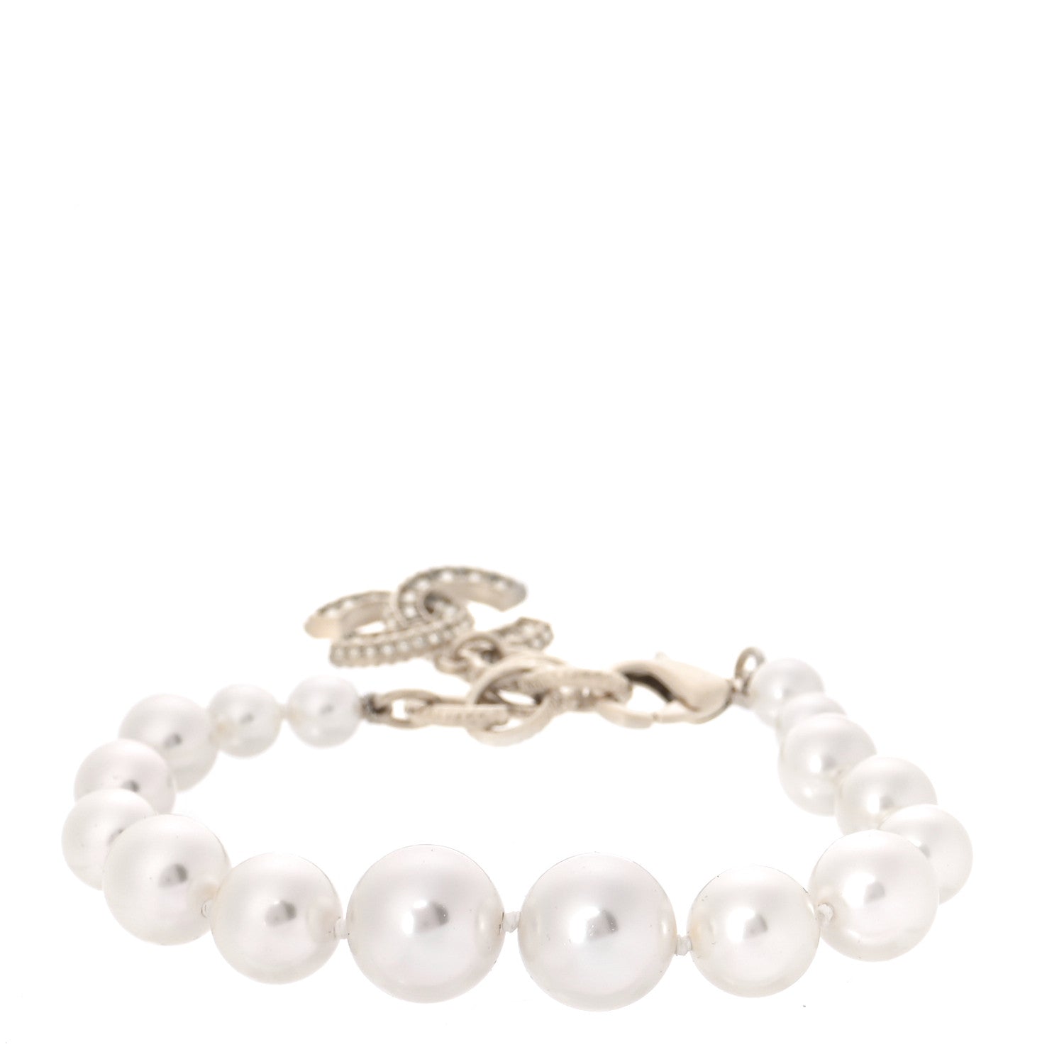 Chanel Graduated Pearl Crystal CC Bracelet Gold 3 of 7