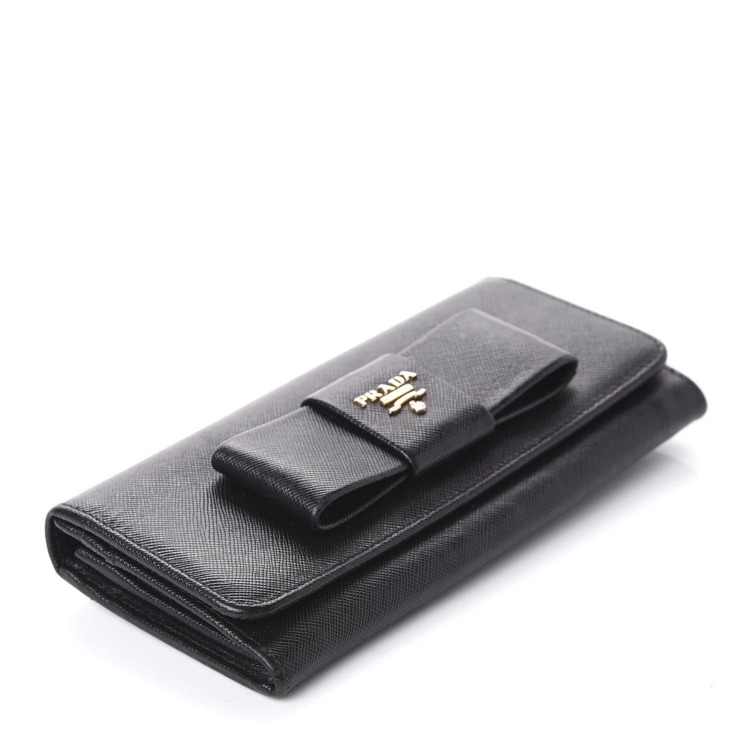 Prada Saffiano Bow Continental Wallet Black 4 of 12