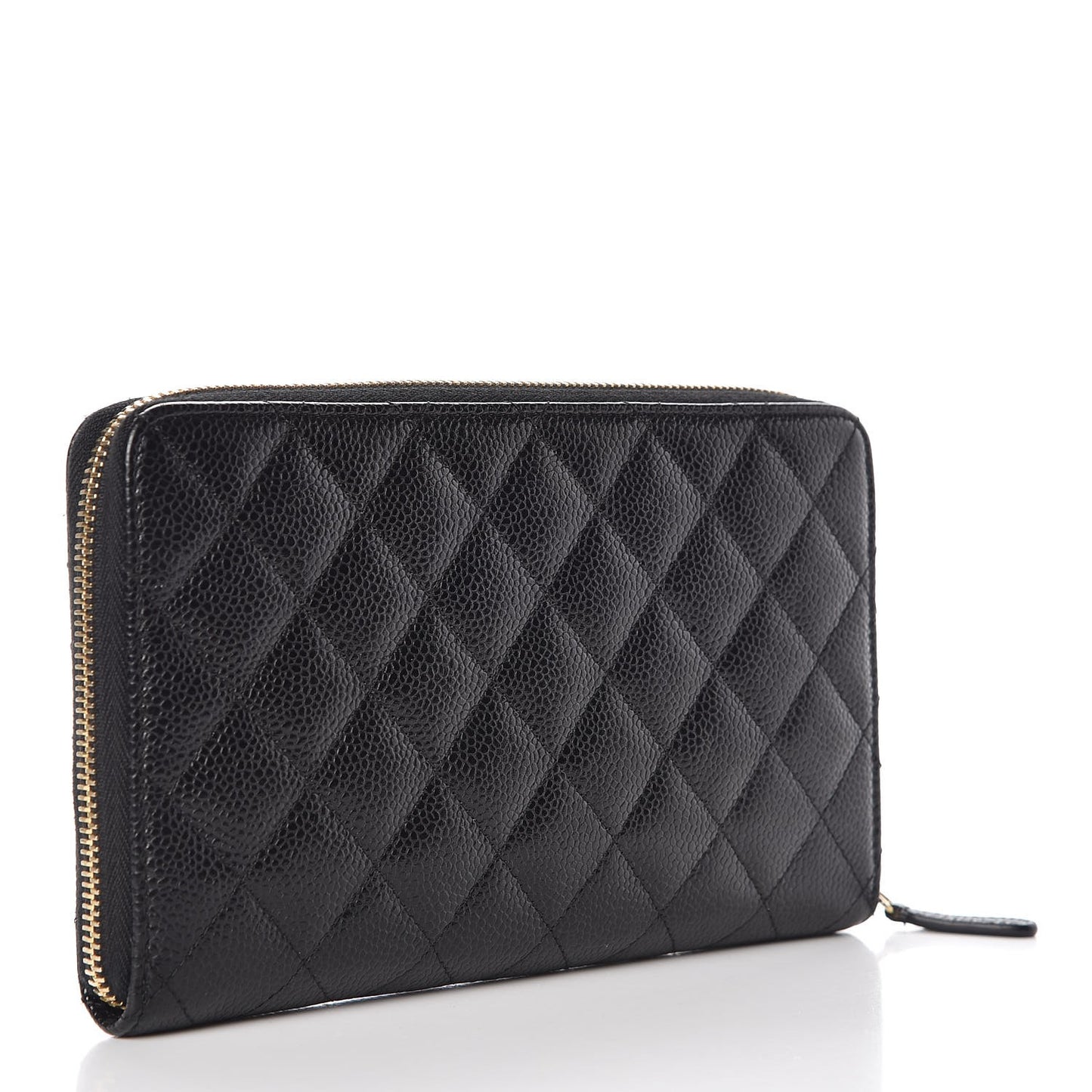 Caviar Quilted Large Zip Around Organizer Wallet Black