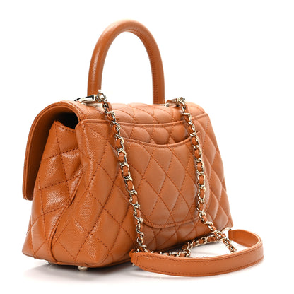 Chanel Caviar Quilted Mini Coco Handle Flap Light Brown 3 of 9