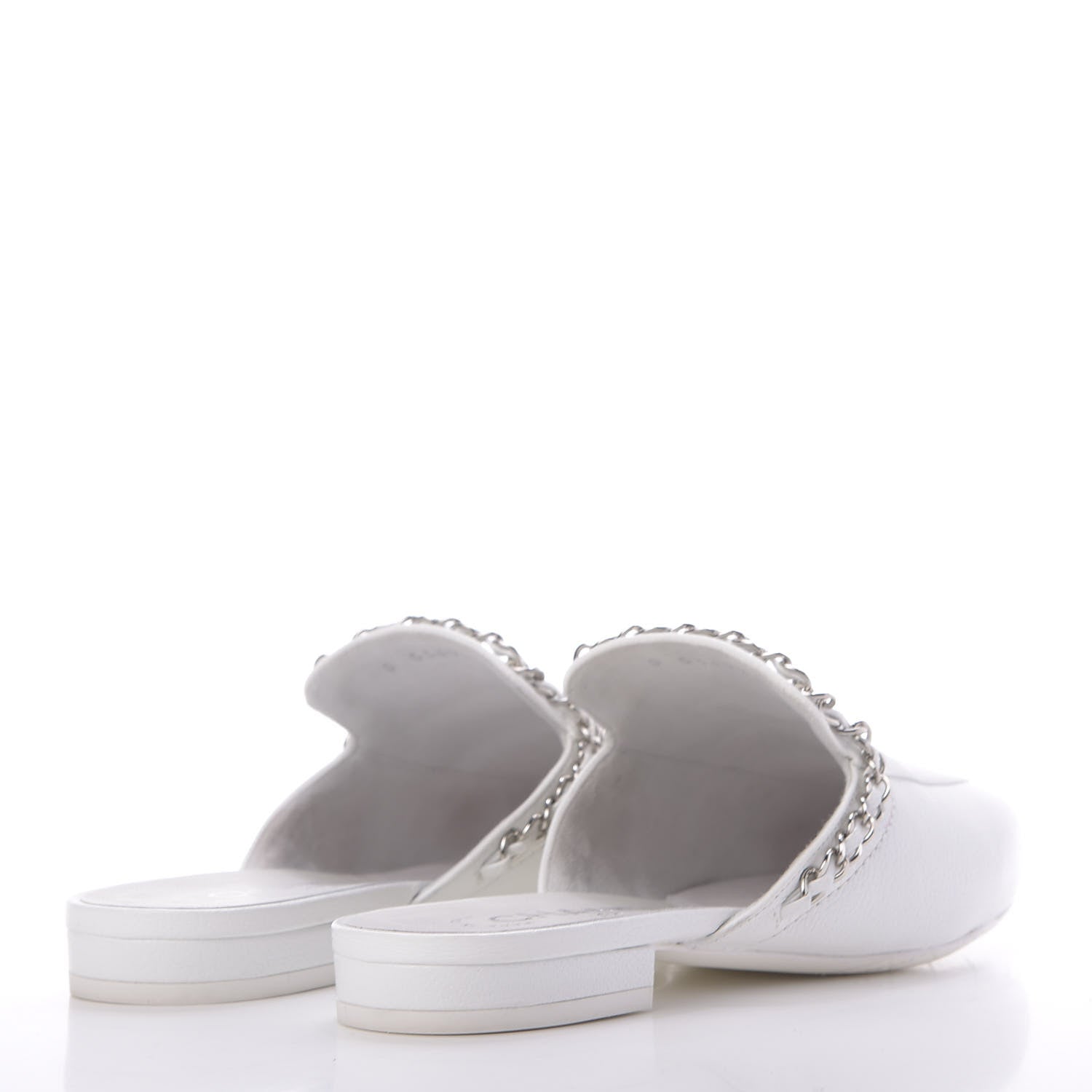 Chanel Goatskin Chain CC Mules 35.5 White 4 of 12