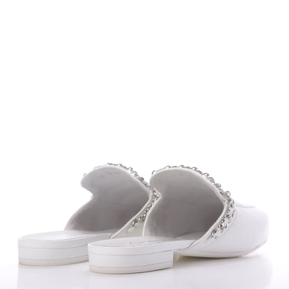 Chanel Goatskin Chain CC Mules 35.5 White 4 of 12