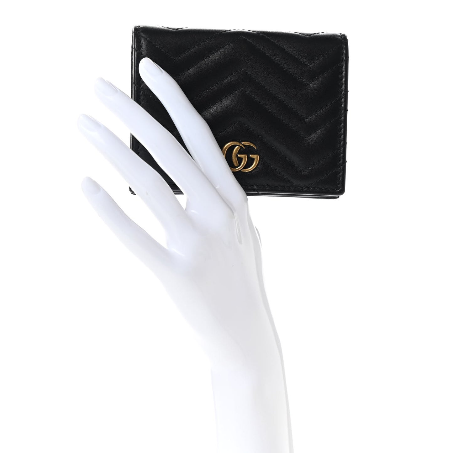 Calfskin Matelasse GG Marmont Card Case Wallet Black