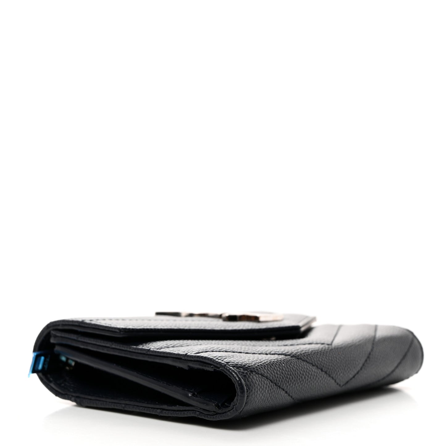 Grain De Poudre Matelasse Chevron Monogram Compact Tri Fold Wallet Deep Marine