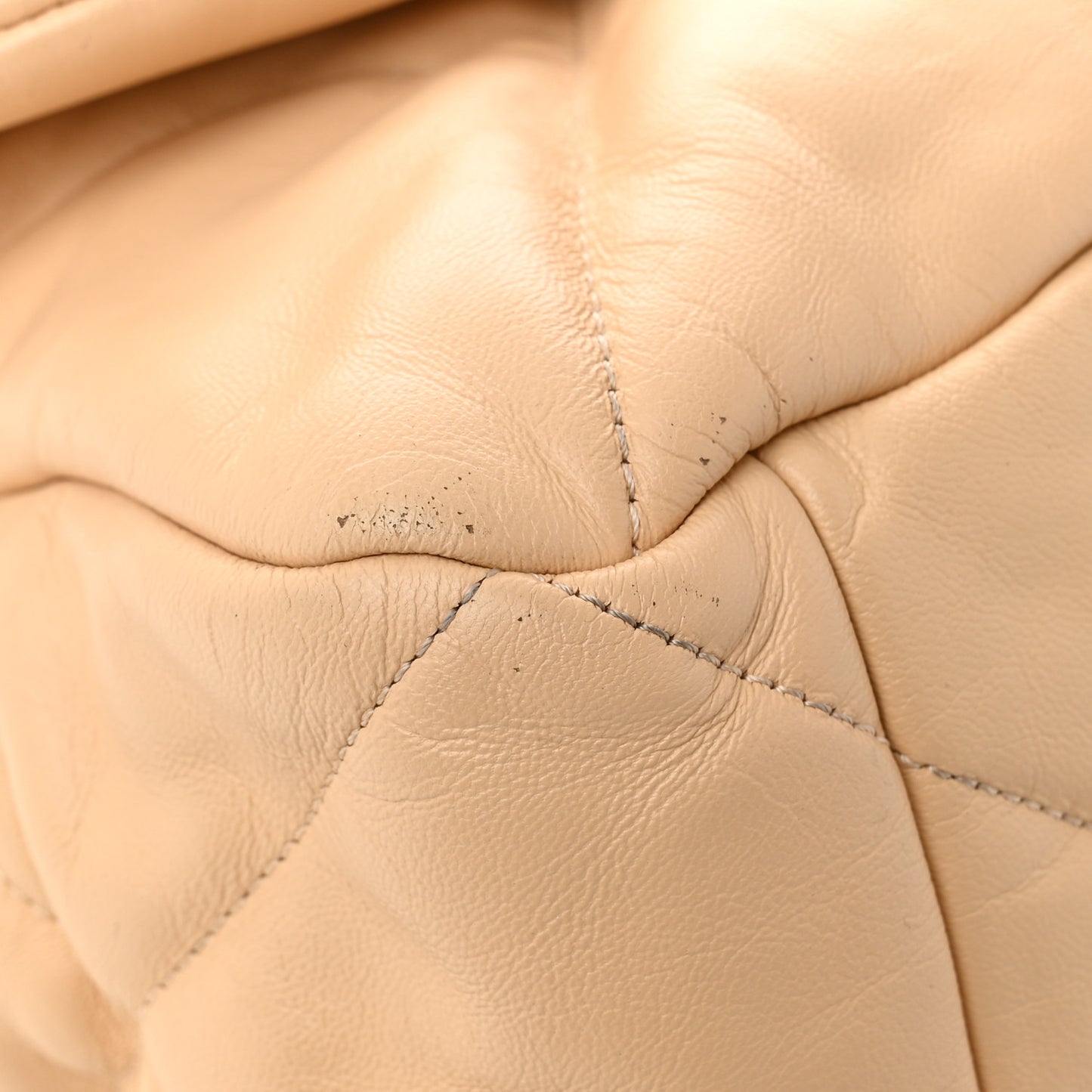 Goatskin Quilted Maxi Chanel 19 Flap Beige