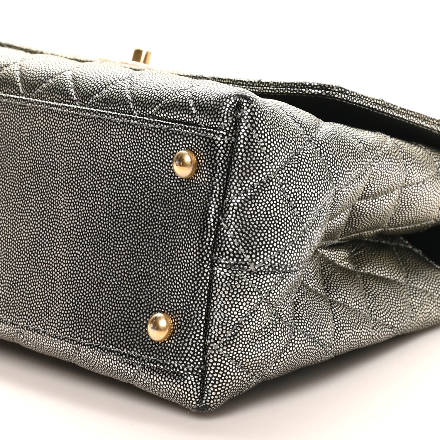 Chanel Metallic Caviar Quilted Small Coco Handle Flap Silver 10 of 10