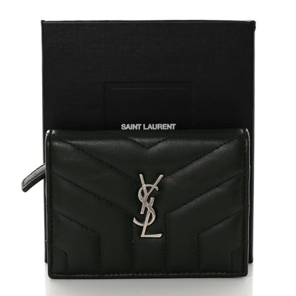 Saint Laurent Lambskin Y Quilted Monogram Loulou Flap Wallet Olive 8 of 8