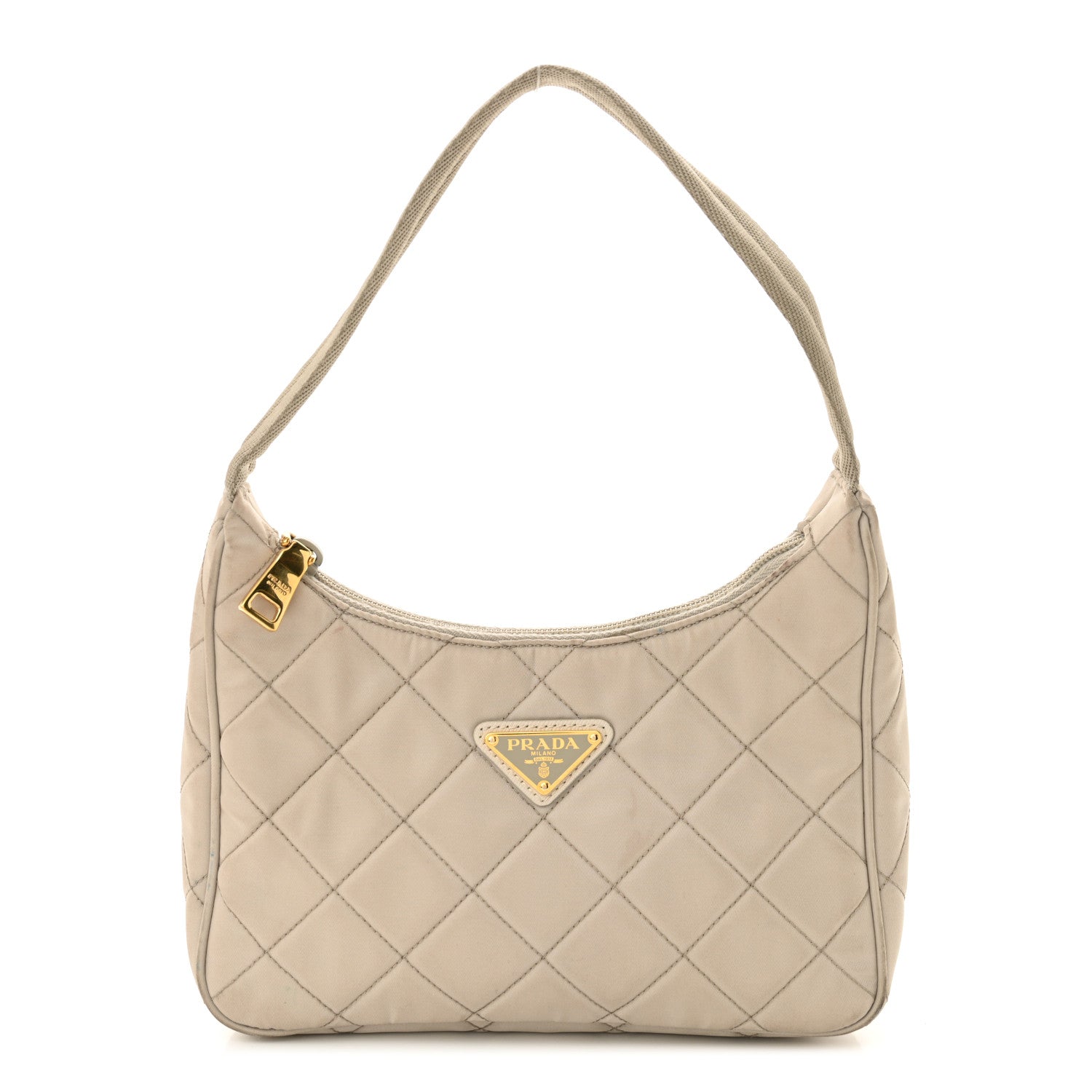Prada Tessuto Nylon Stitched Shoulder Bag Pomice 1 of 13