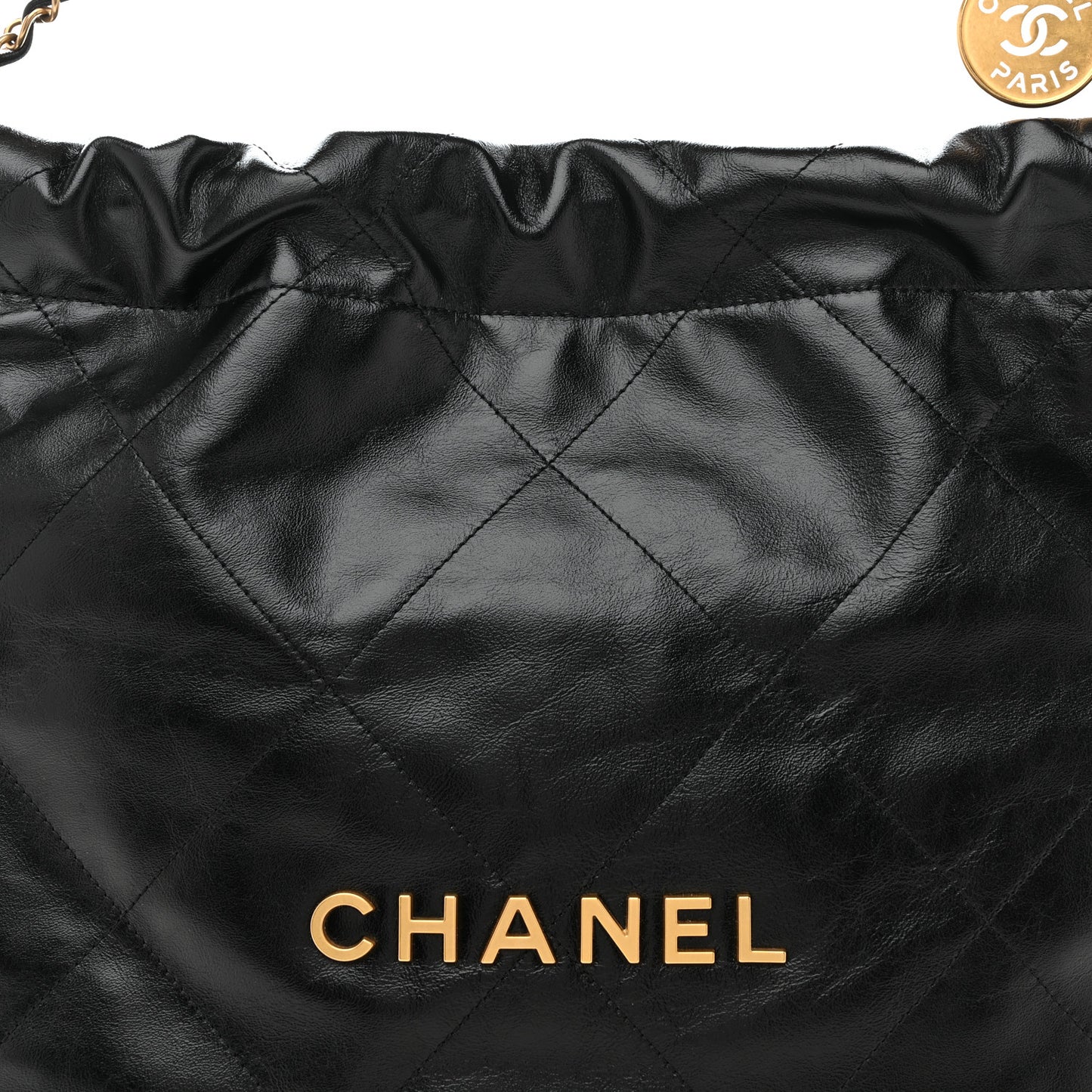 Shiny Calfskin Quilted Small Chanel 22 Black