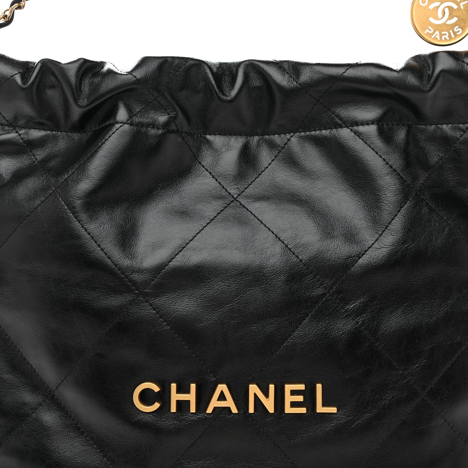Chanel Shiny Calfskin Quilted Small Chanel 22 Black 9 of 11