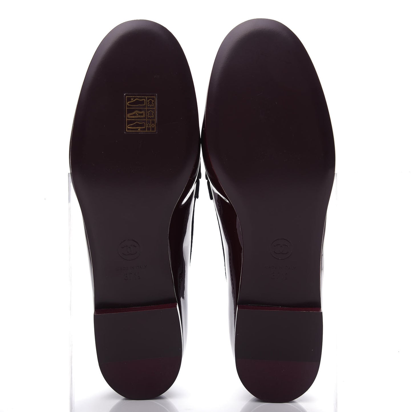 Patent Calfskin CC Loafers 37.5 Burgundy