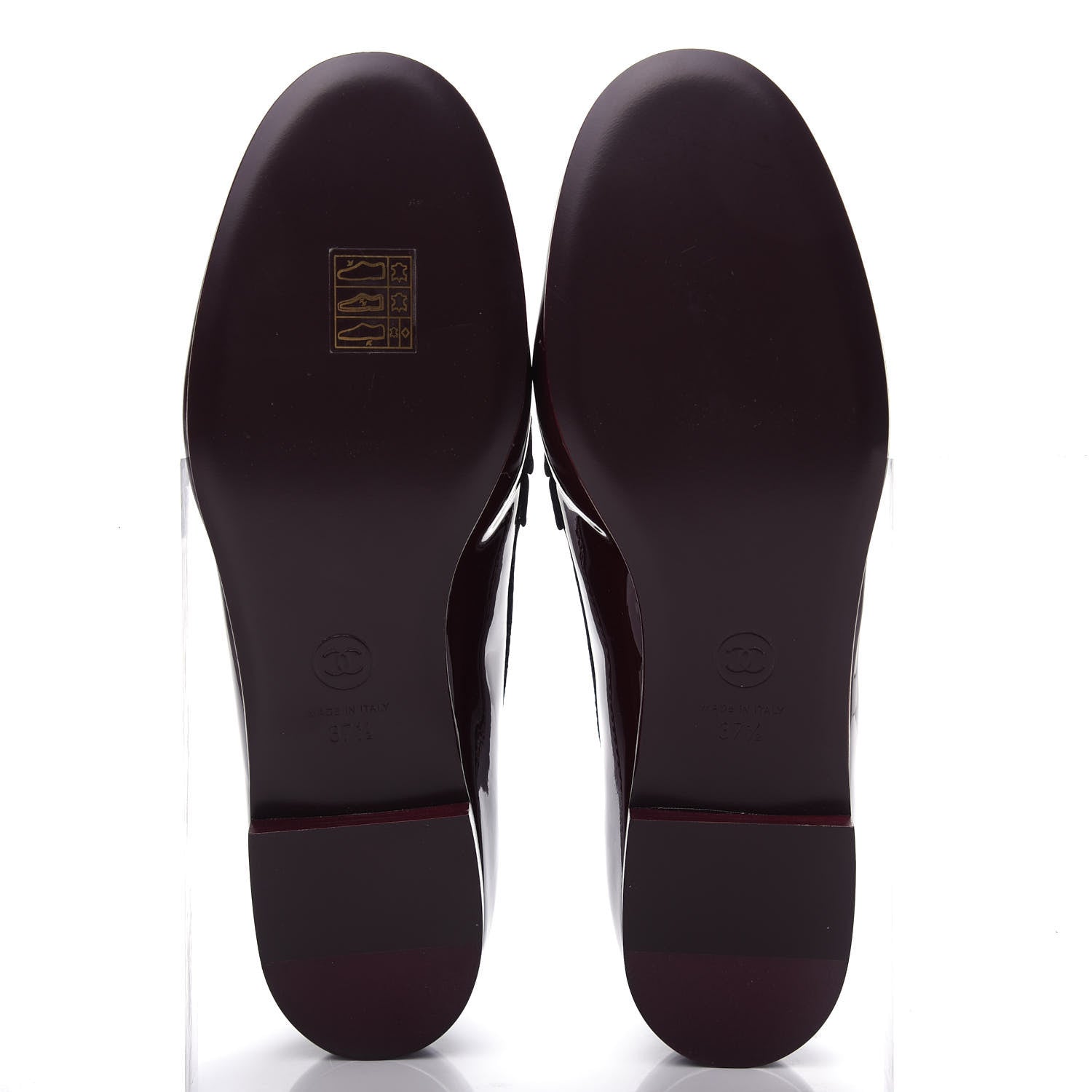 Chanel Patent Calfskin CC Loafers 37.5 Burgundy 6 of 11