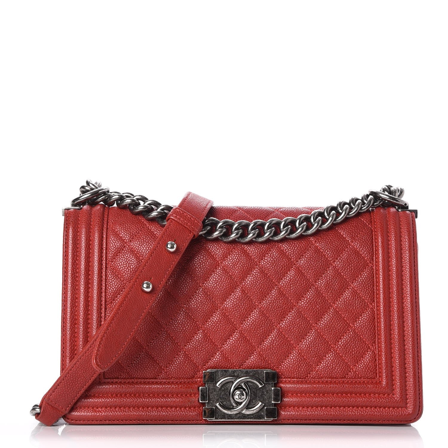 Chanel Caviar Quilted Medium Boy Flap Red 1 of 12
