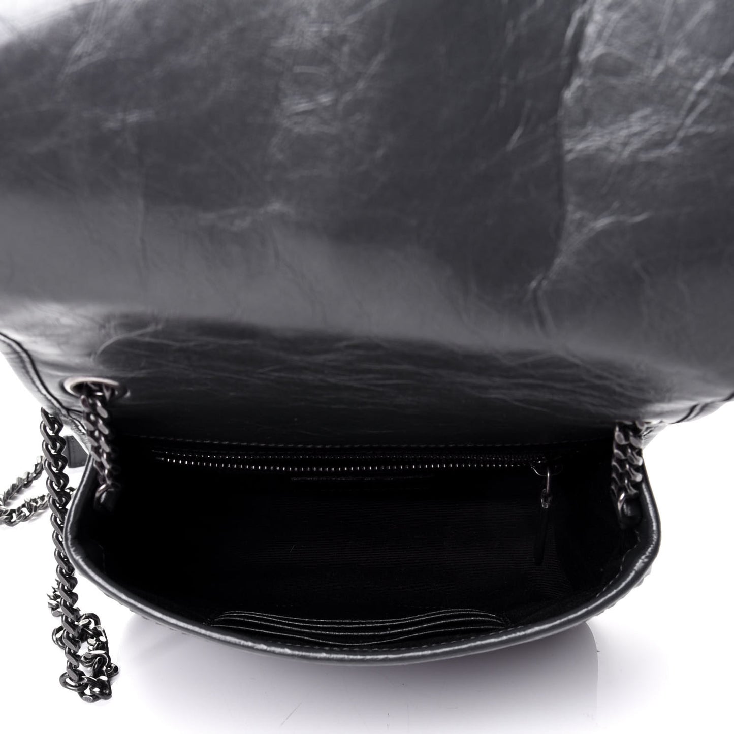 Crinkled Calfskin Matelasse Monogram Niki Chain Wallet Storm