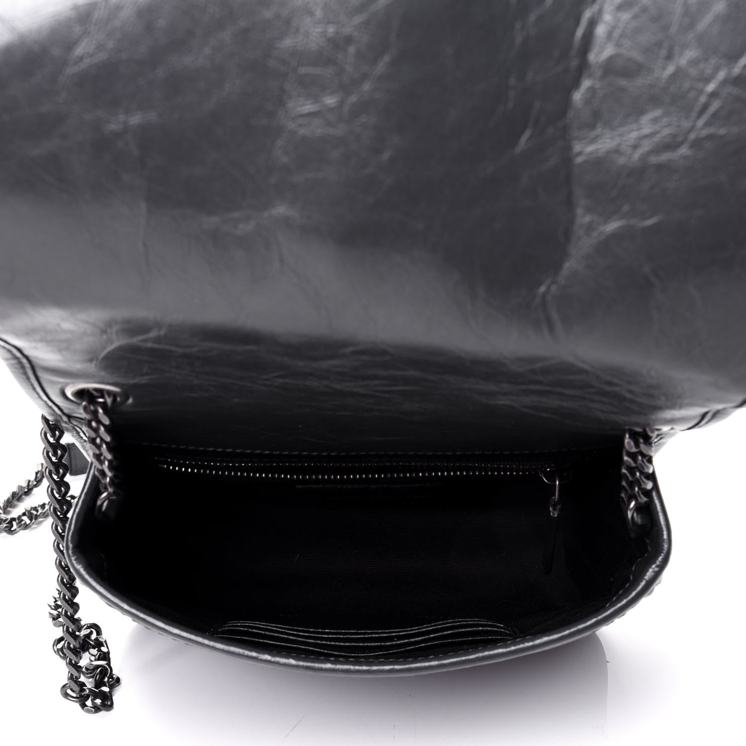 Saint Laurent Crinkled Calfskin Matelasse Monogram Niki Chain Wallet Storm 4 of 5