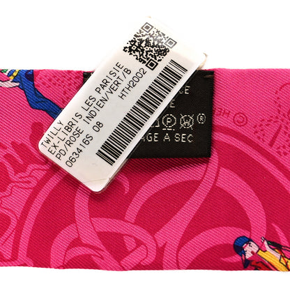 Hermes Silk Ex-Libris Les Parisie Twilly Rose Indien Vert Bleu 3 of 4