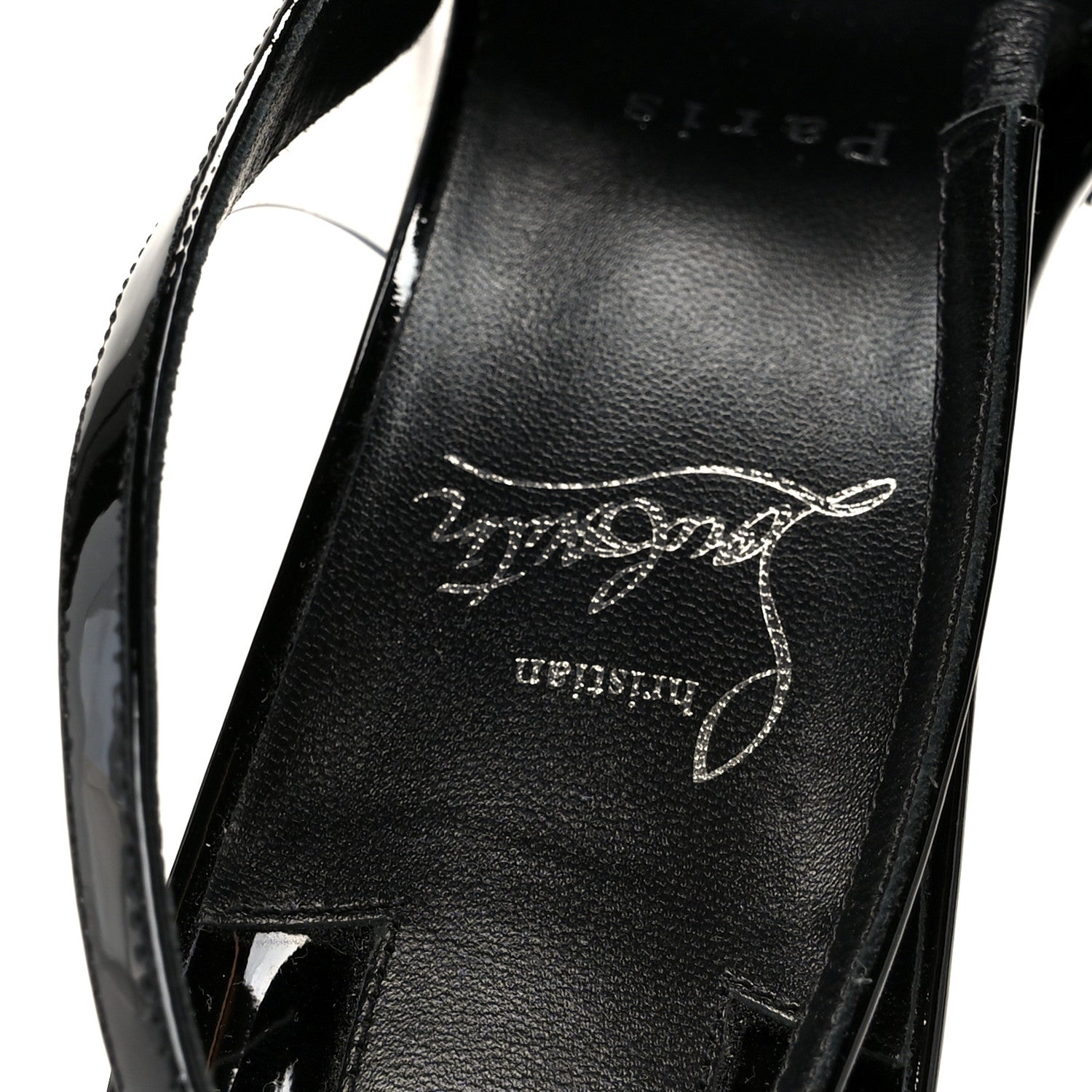 Christian Louboutin Patent PVC Posticha 80 Slingback Pumps 40 Black 7 of 9