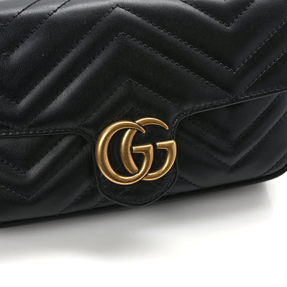 Gucci Calfskin Matelasse Mini GG Marmont Shoulder Bag With Case Black White 10 of 12