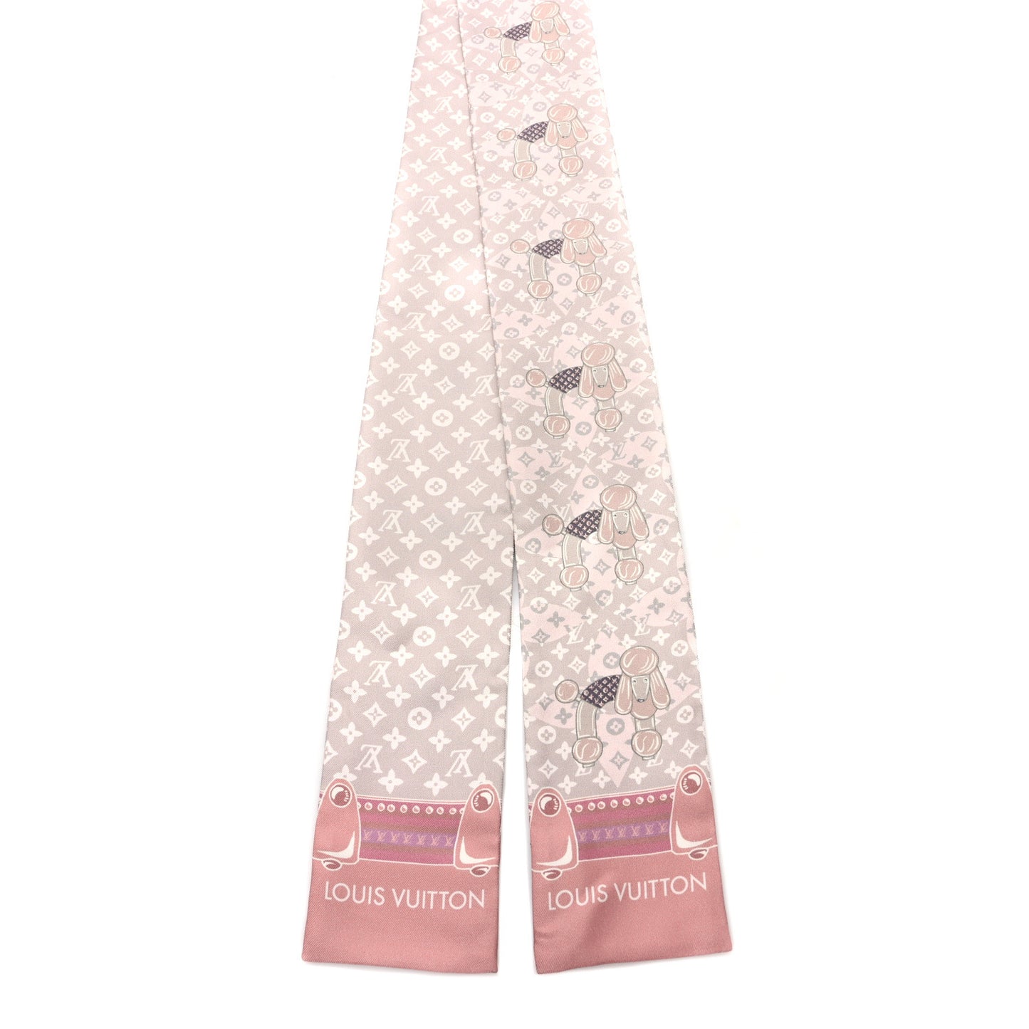 Silk Monogram Poodle Animalle Bandeau Rose Pale