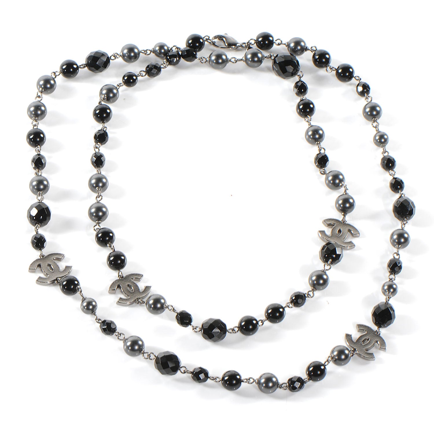 Chanel Long Beaded CC Necklace Black 4 of 5