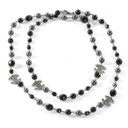 Chanel Long Beaded CC Necklace Black 4 of 5
