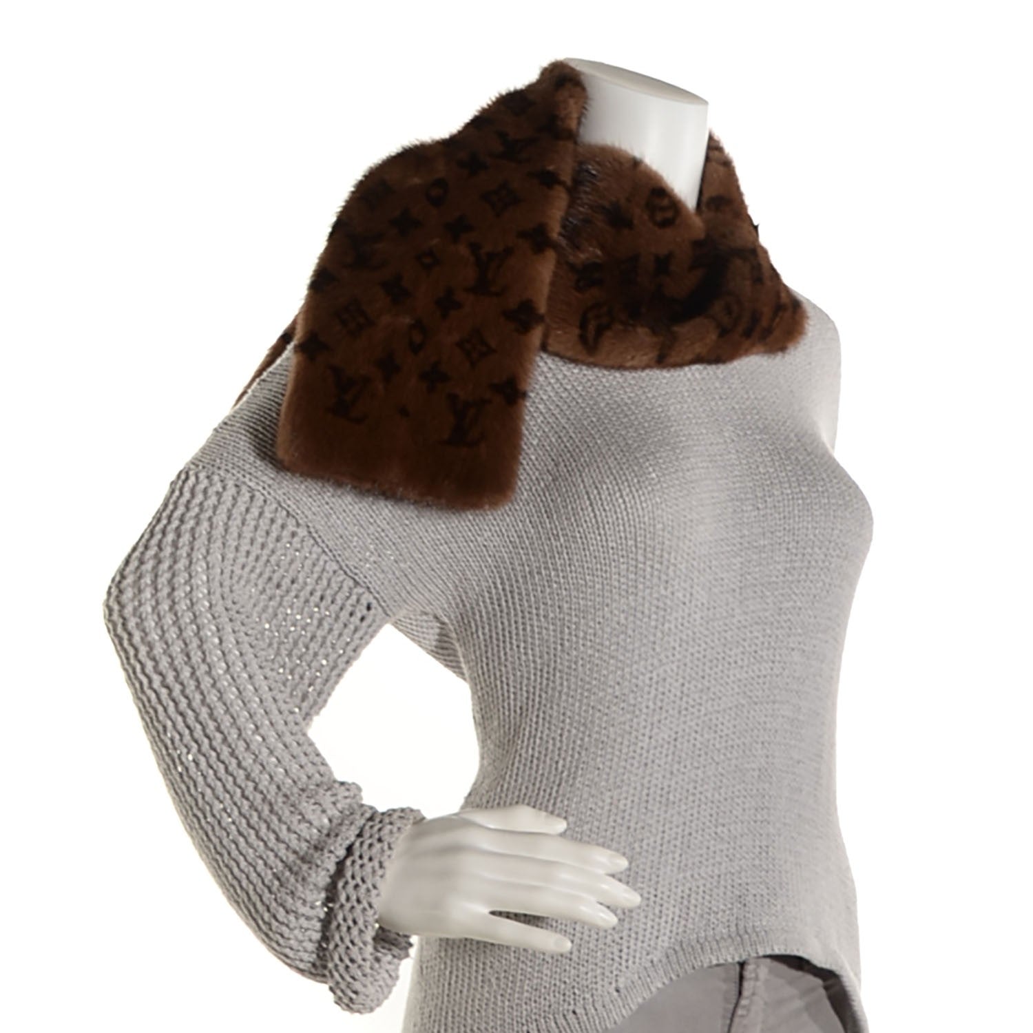 Louis Vuitton Monogram Mink Fur Scarf Stole Wrap 2 of 6