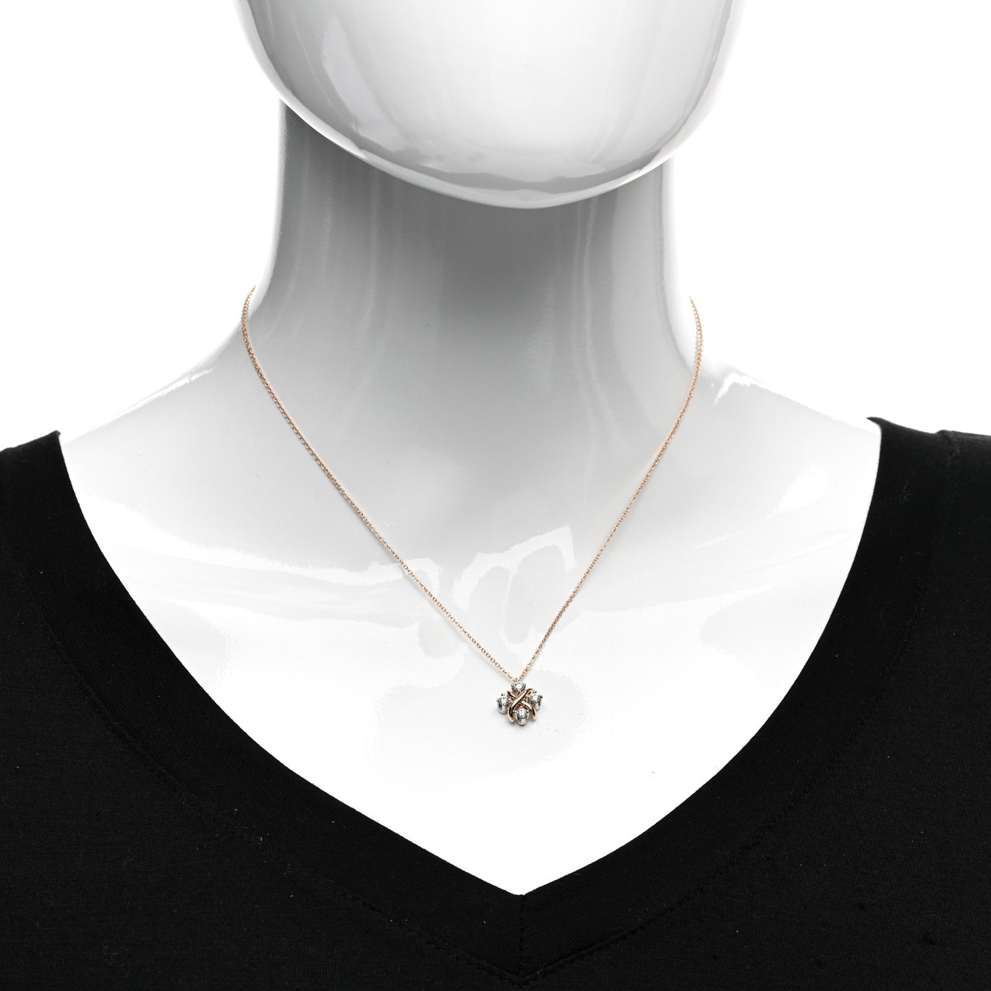 18K Rose Gold Platinum Diamond Schlumberger Lynn Pendant Necklace