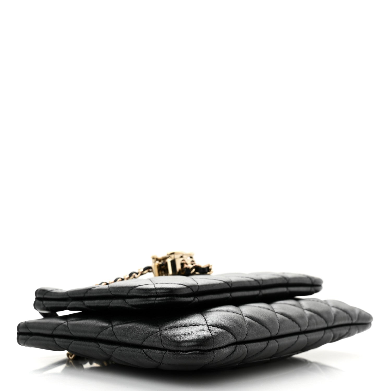 Chanel Shiny Lambskin Quilted Medium Double Case With Strap Black 4 of 12