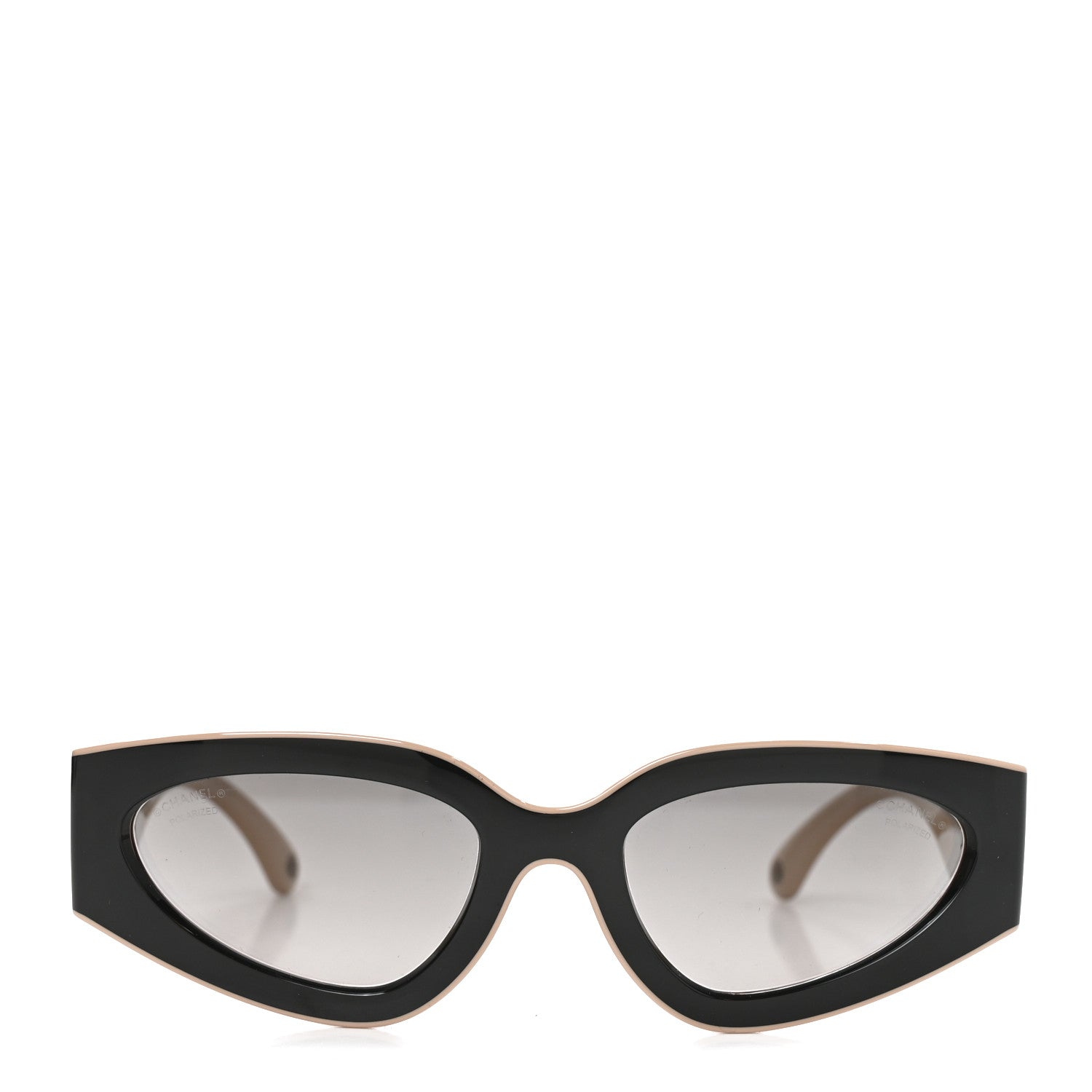 Chanel Acetate Cat Eye Sunglasses 6056 Black Beige 2 of 7