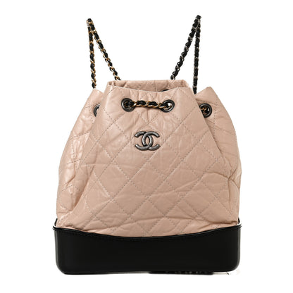 Chanel Aged Calfskin Quilted Small Gabrielle Backpack Beige Black 1 of 12