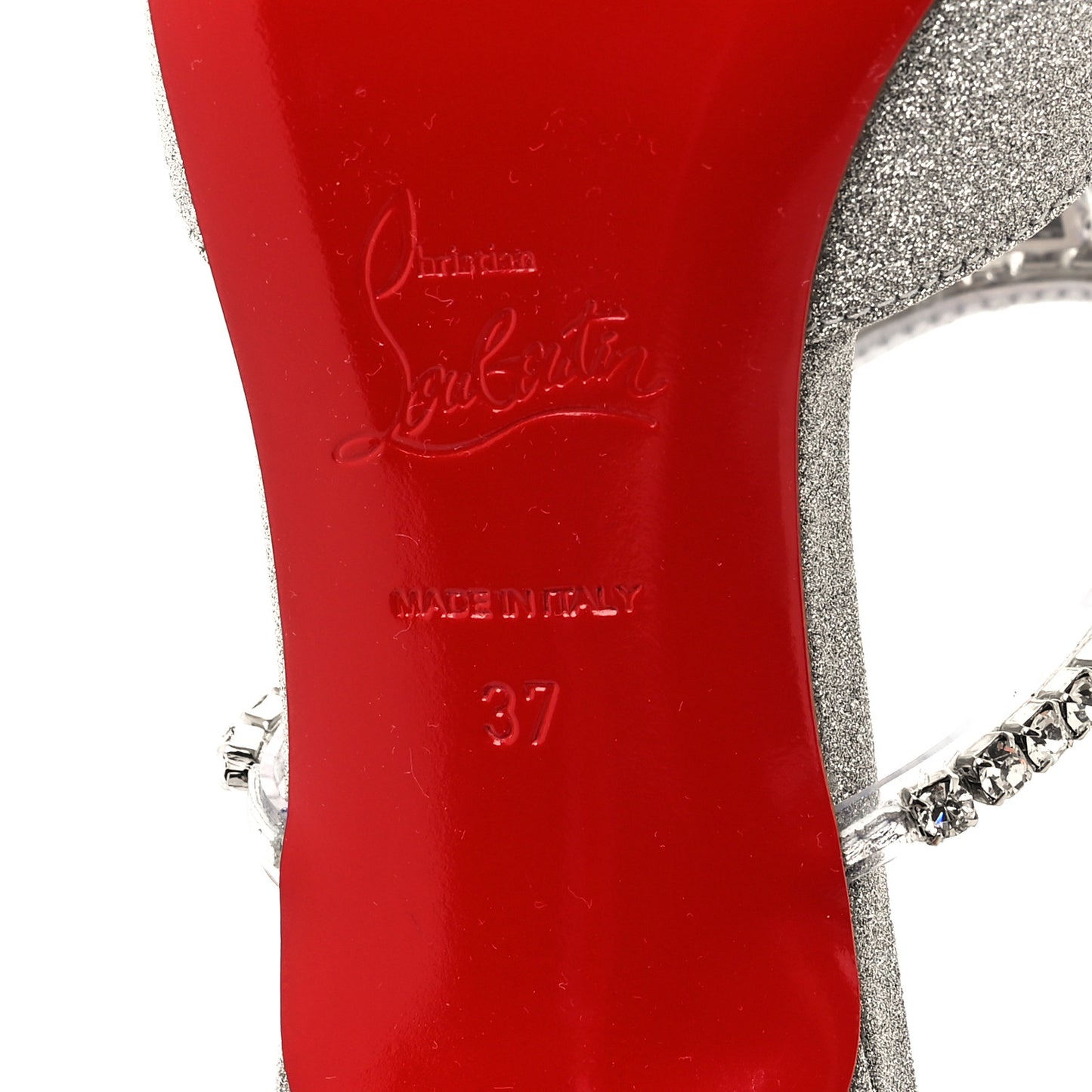 Calfskin Glitter Crystal Planet Queen 70 Mules 37 Silver