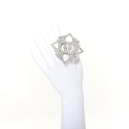 Gucci Metal Crystal Interlocking G Flower Ring S Silver 2 of 5