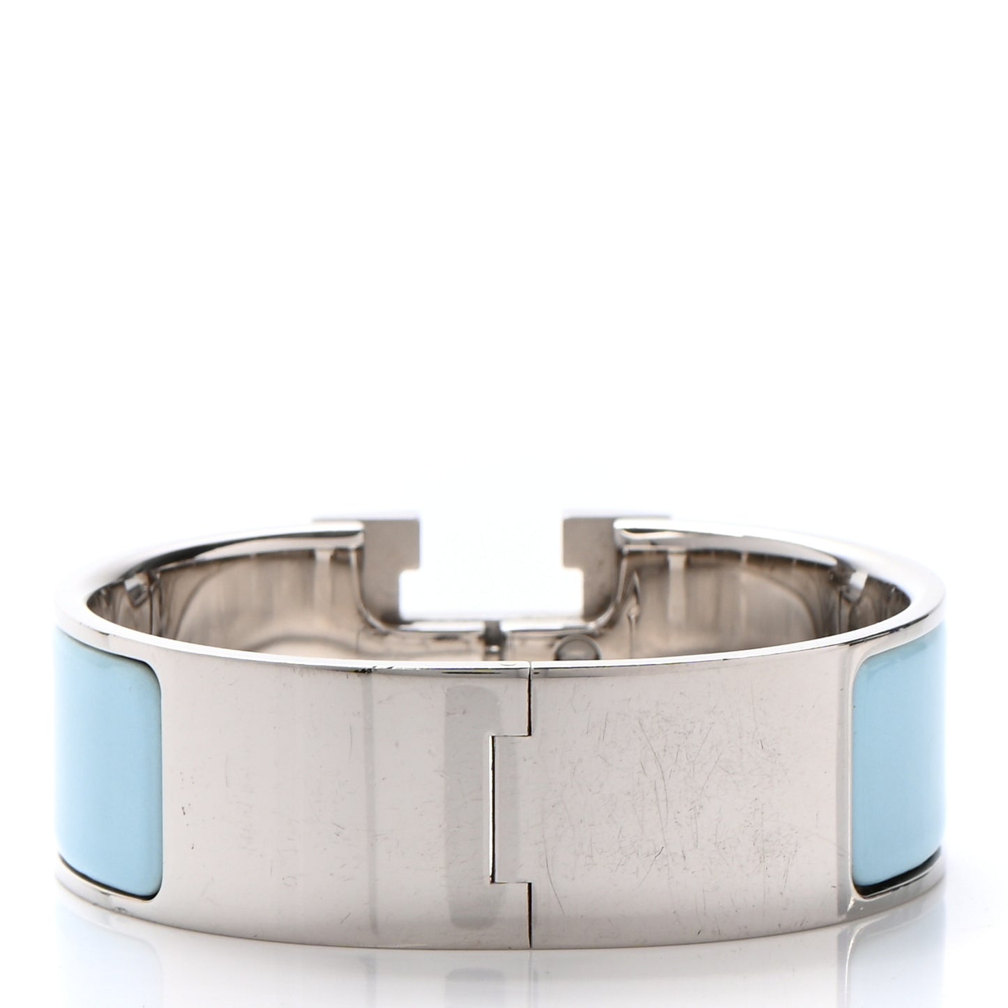 Enamel Clic Clac H Wide Bracelet PM Bleu Atoll