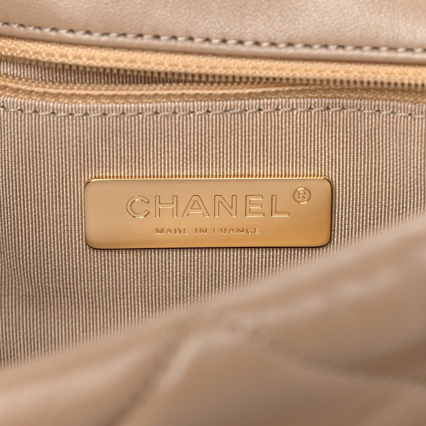 Lambskin Quilted Large Chanel 19 Flap Beige