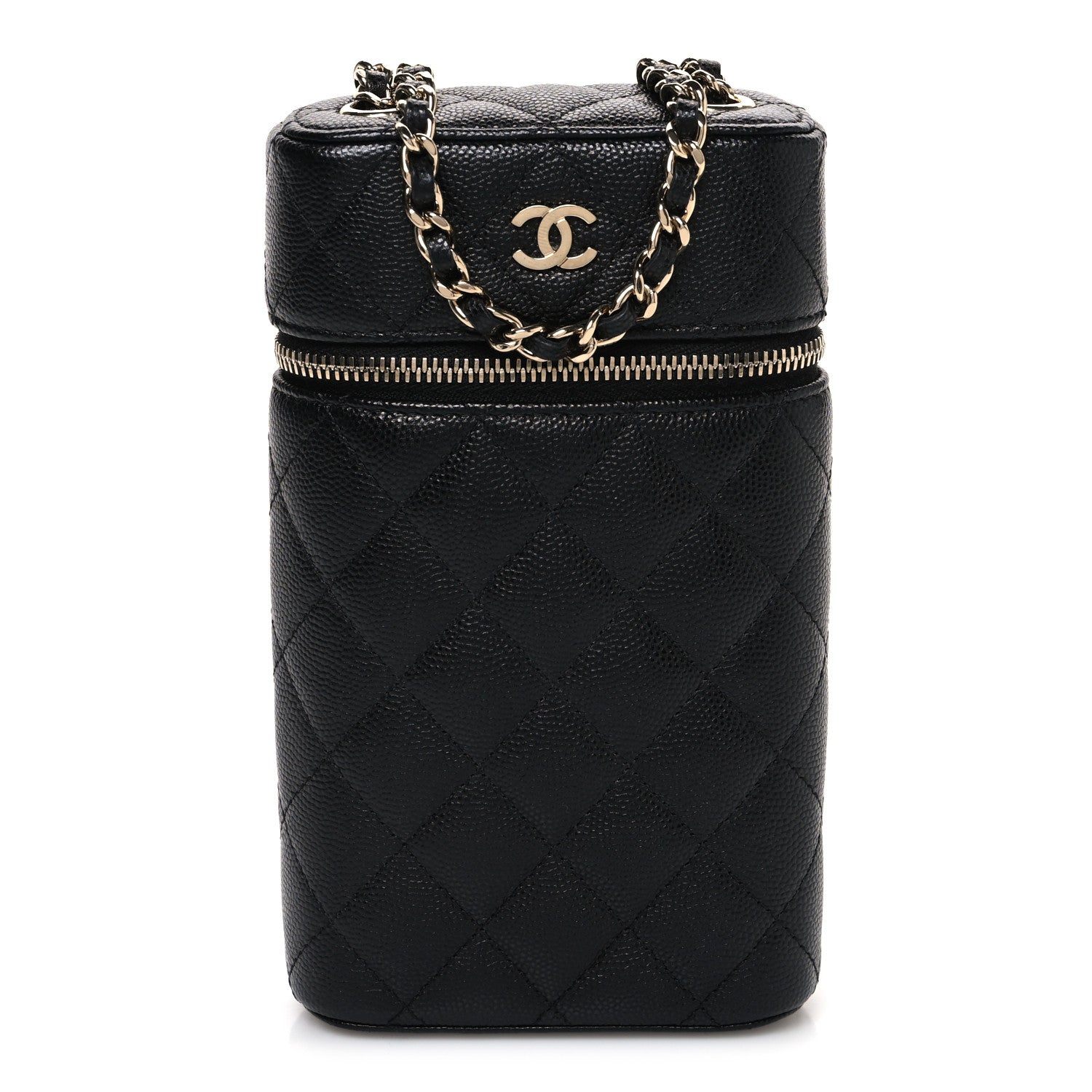 Chanel Caviar Quilted Phone Holder With Chain Black 1 of 10