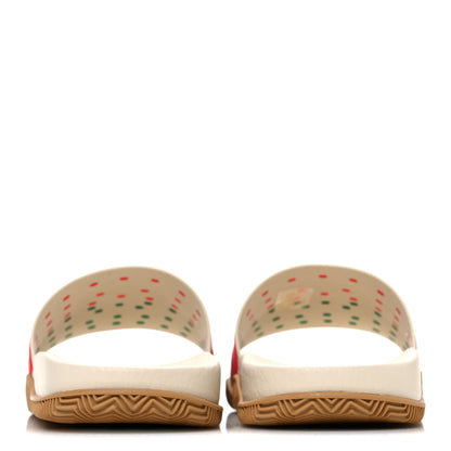 Gucci Rubber Web Womens Interlocking G Slide Sandals 39 Mystic White Green Red 6 of 10
