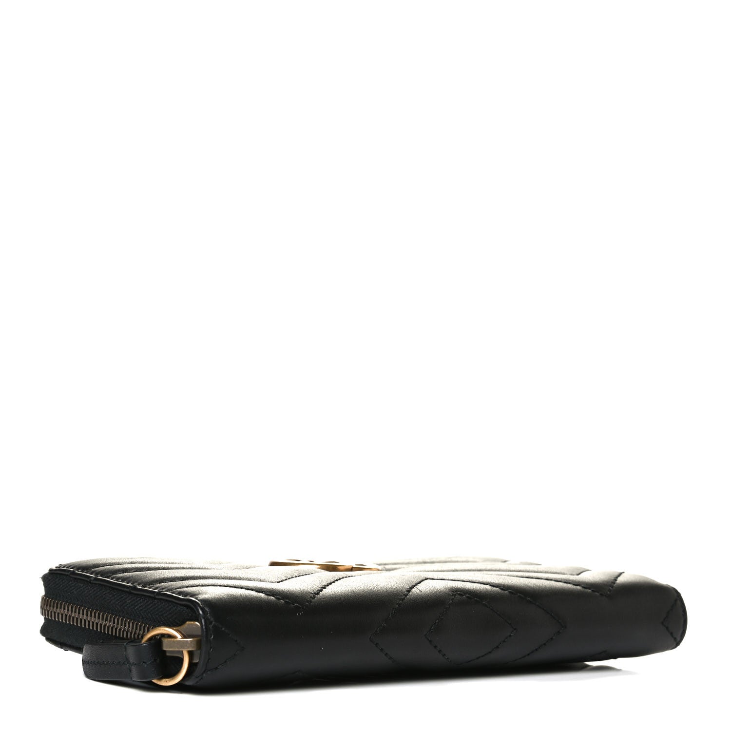 Gucci Calfskin Matelasse GG Marmont Zip Around Wallet Black 4 of 12