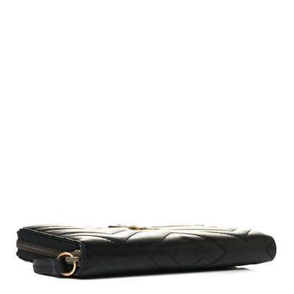 Gucci Calfskin Matelasse GG Marmont Zip Around Wallet Black 4 of 12
