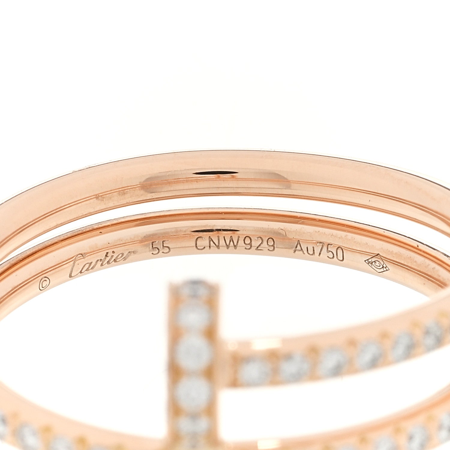 Cartier 18K Pink Gold Diamond Double Juste Un Clou Paved Ring 54 7 4 of 5
