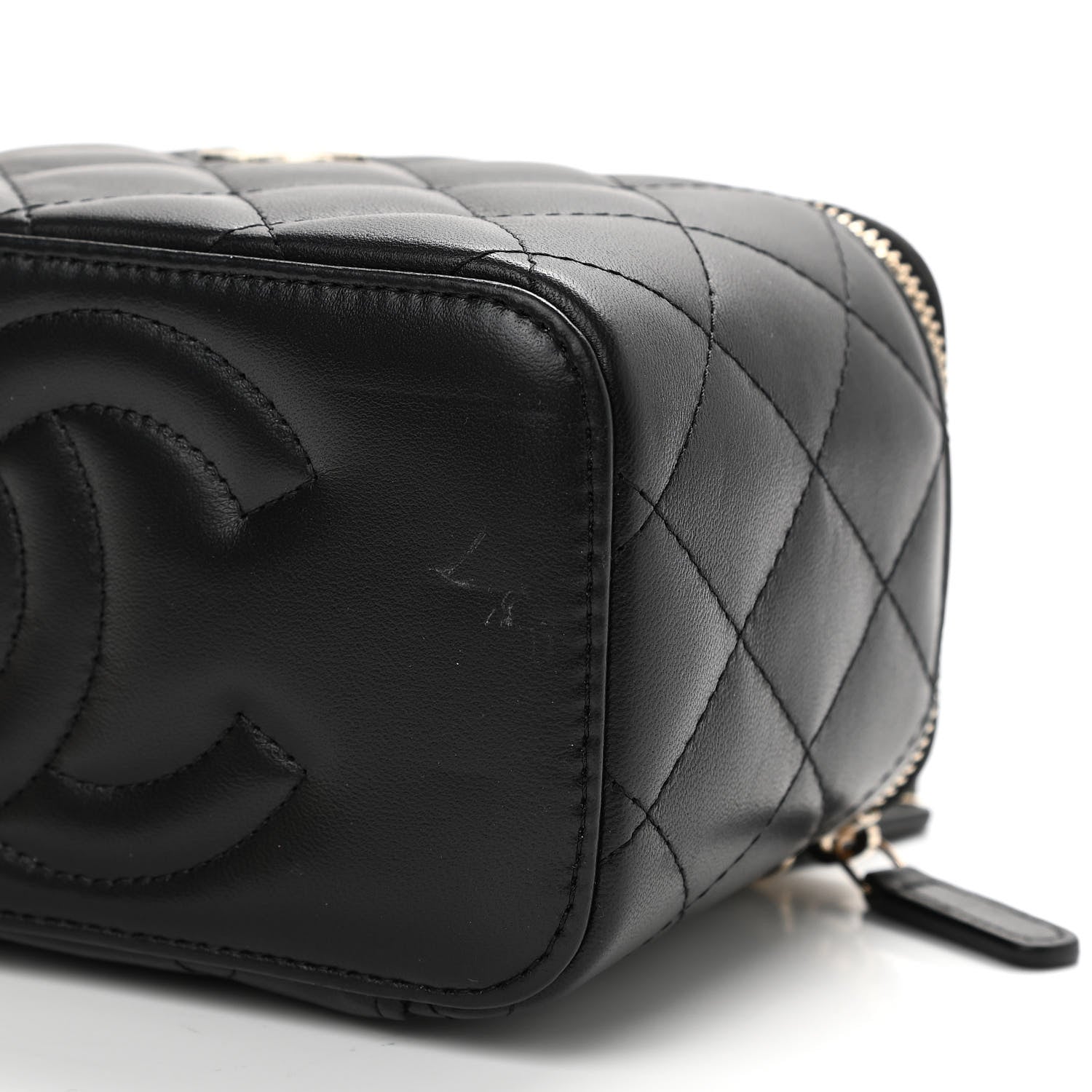 Chanel Lambskin Quilted Small Top Handle Vanity Case With Chain Black 10 of 11