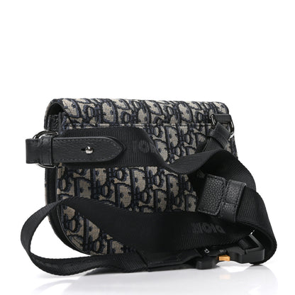 Christian Dior Oblique Saddle Messenger Pouch Beige Black 3 of 9